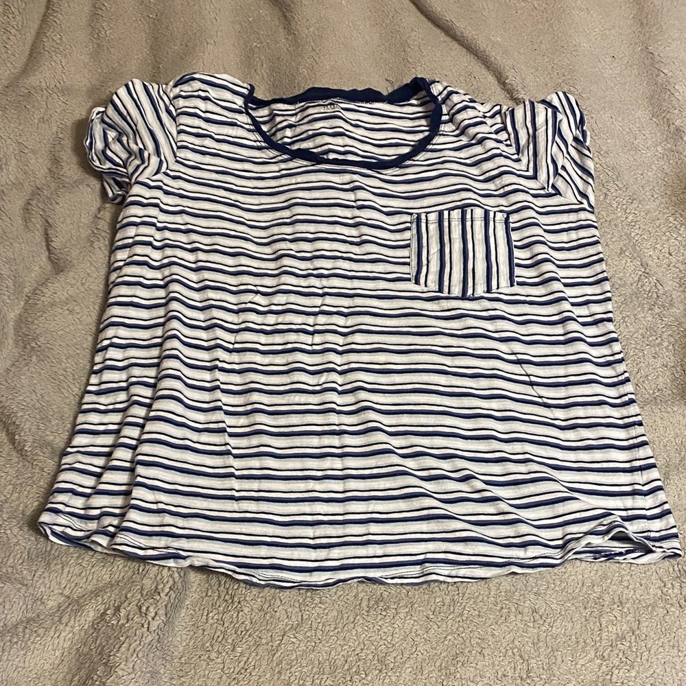 a.n.a  Striped Tee - Navy and White